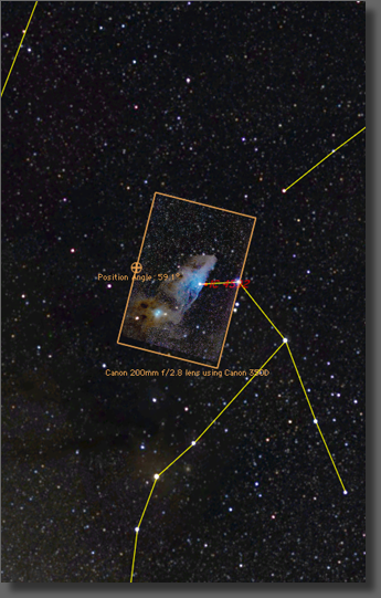 Location of Blue Horsehead Nebula
