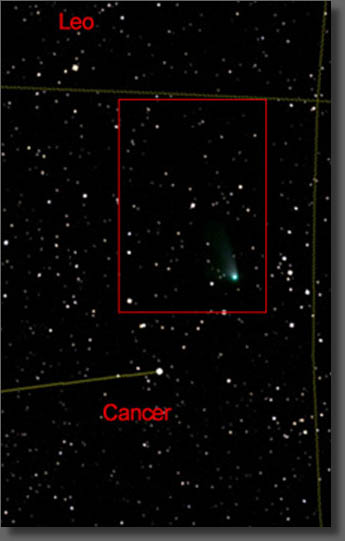 Map showing the location of Comet Neat on May 19th