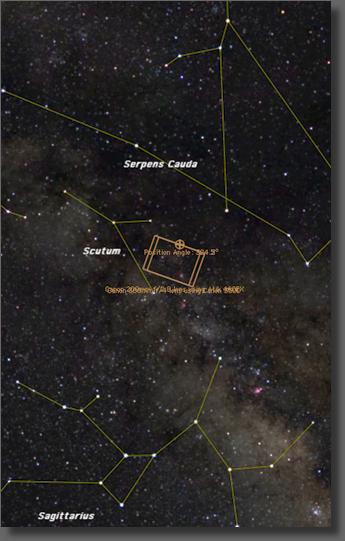 Position of Nebulae shown in image.