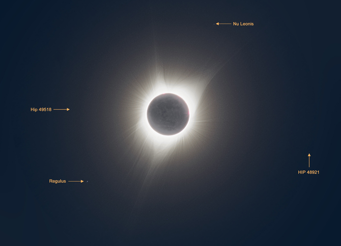 Totality showing a few stars