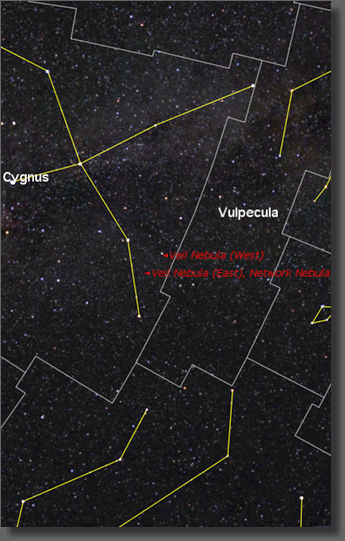 Map of region near the Veil Nebula